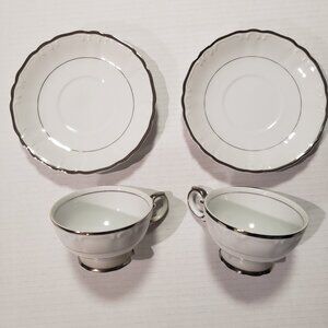 Harmony House Fine Chine Cup and Saucer‎ Silver Sonata (lot of 2)